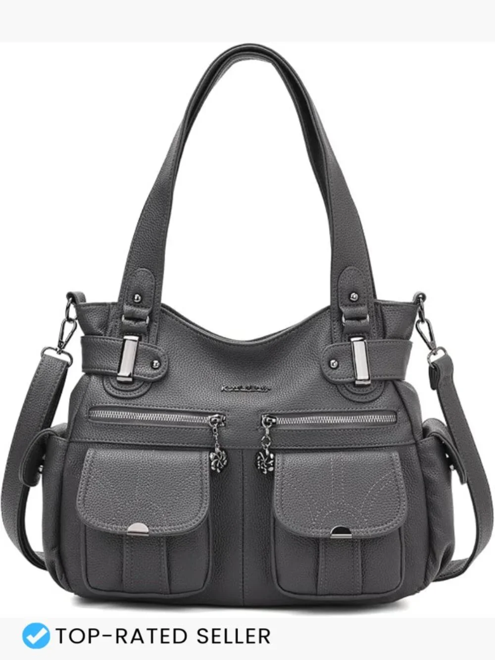 Large Tote Bag for Women Multi Pocket Hobo Shoulder Purse Soft PU Leather